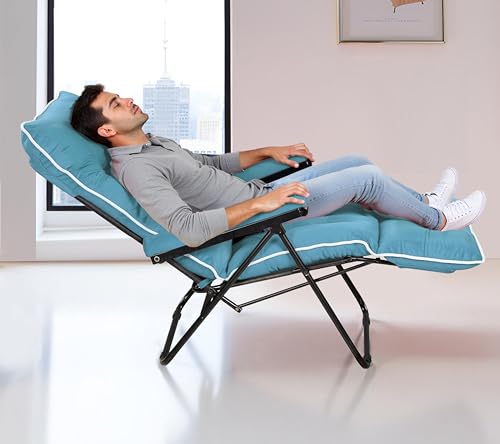 Image of Spacecrafts Premium Steel Recliner Chair for Home Relaxation | Foldable, Space-Saving Easy Chair with Cushion & Arm Rest | 5 Adjustable Positions Zero Gravity Recliner for Elderly & Sleep