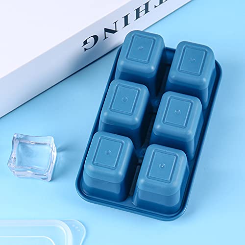 qizhangUS Siliconen vierkante ijsblokjesvorm met deksel DIY Ice Tray Mould Accessory (blauw) - Image 7