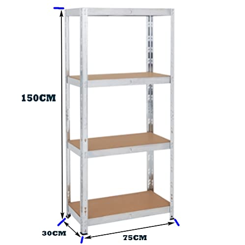 TAHA ® (1500 x 750 x 300) mm heavy duty boltless metal steel 4 tier shelving shelves storage unit Industrial easy to assemble (150X75X30cm) 175KG Per Shelf - Image 3