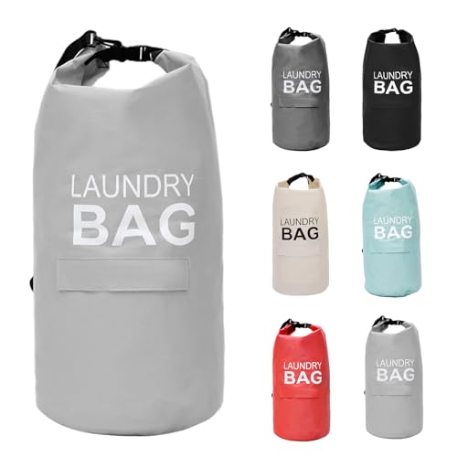 CosyLife Backpack Laundry Bag with Shoulder Straps and Pocket Durable Oxford Clothes Hamper Bag with Buckle Rollable Closure for College Travel