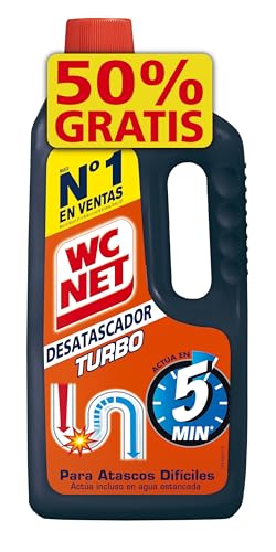 Wc Net turbo, Desatascador super concentrado, Desatasca a la primera y en 5 minutos, 500 ml + 500 ml extra
