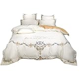 SHANYAYALI Juego de ropa de cama de 4 piezas de algodón con bordado de seda lavada (cama de 2 m)