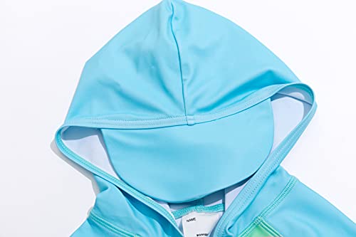 Baby Boy Hooded Sunsuits Upf 50+ Infant And Toddler Sun Protective One Piece Swimwear With Zipper. (Hooded Blue Stripe, 9-12Months) #TOP3