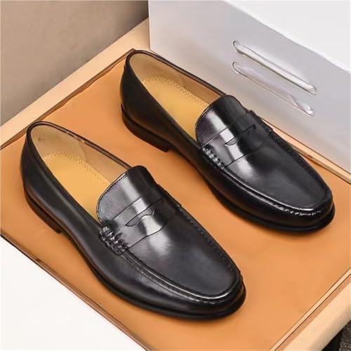 Men's Genuine Leather Slip-On Driving Moccasins Soft Sole Breathable Square Toe Casual Loafers Comfortable Shoes2