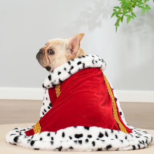Lovelyshop Pet Serial Lux Fell Katze Hund Umhang für Halloween Kostüme, König Königin Prinz und Prinzessin, Cosplay-M Rot