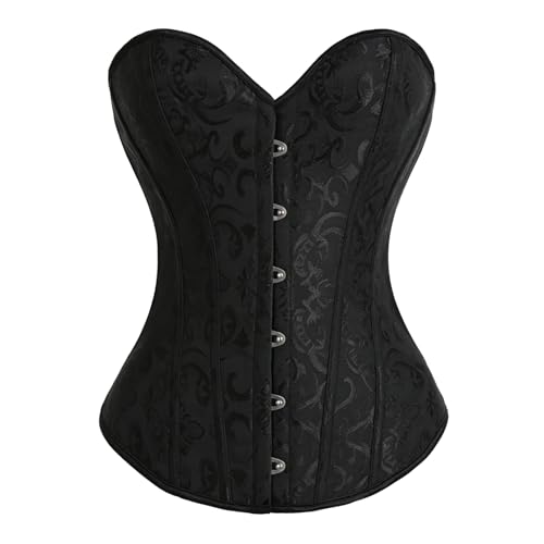 LHHMZ Corsé para busto completo de mujer, top corsé gótico vintage negro, faja moldeadora bustier