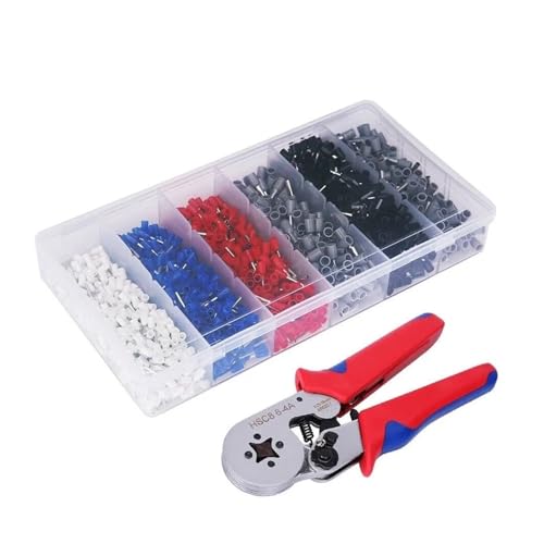 1500pcs Tube Terminal Insulated Terminal+ 1PCS Pliers HSC8 6-4 Crimping Tool 0.25-10mm² Wire Connector Electrical Tube Terminals