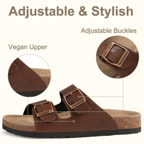 Image of KIDMI Women's Cork Footbed Casual Summer Sandals with Mild Arch Support