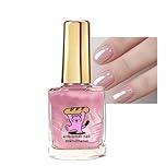 Pearl Pink Nail Strengthener Polish, Anti Break Nail Varnish for Weak Brittle Nails, Quick Dry Shimmer Pink Nail Polish, Long Lasting High Shine Colour, No UV Lamp Needed, DIY Manicure
