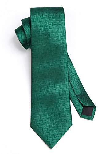 Image of HISDERN Mens Ties Solid Color Tie and Pocket Square Set Classic Woven Formal Neckties & Handkerchief Wedding Party