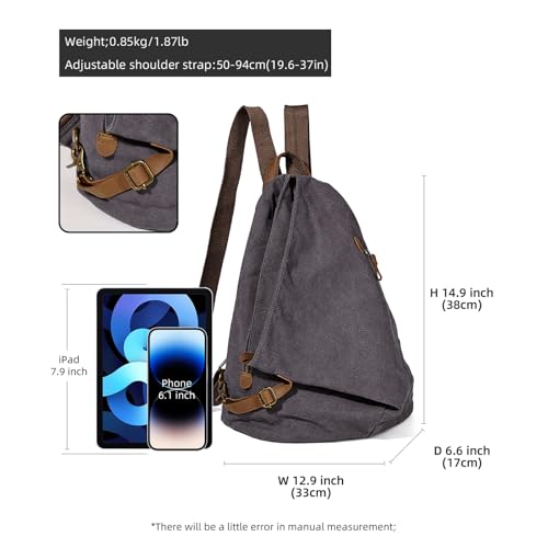 Image of KL928 Canvas Vintage Backpack - Large Casual Daypack Outdoor Travel Rucksack Hiking Backpacks for Men Women