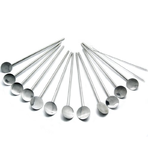 Cuillère boisson paille 20cm réutilisable avec brosse de nettoyage pack de 12