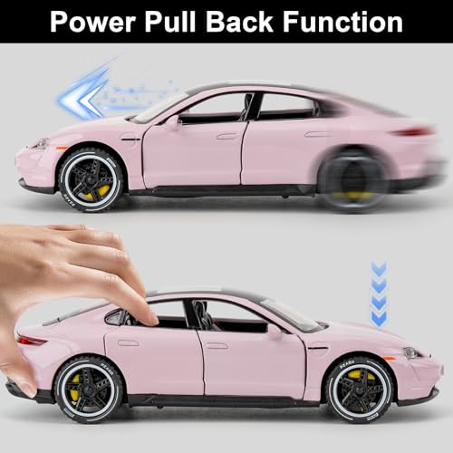 Modelo de Auto a Escala 1:32 Porsche Taycan Rosa miniatura 2