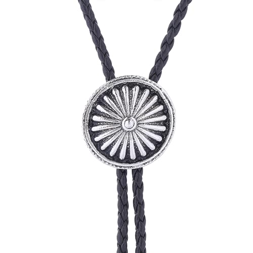 Image of Cowboy Bolo Tie for Men, Vintage Cow Skull Bolo Tie Necklace Native American Necktie for Men Women