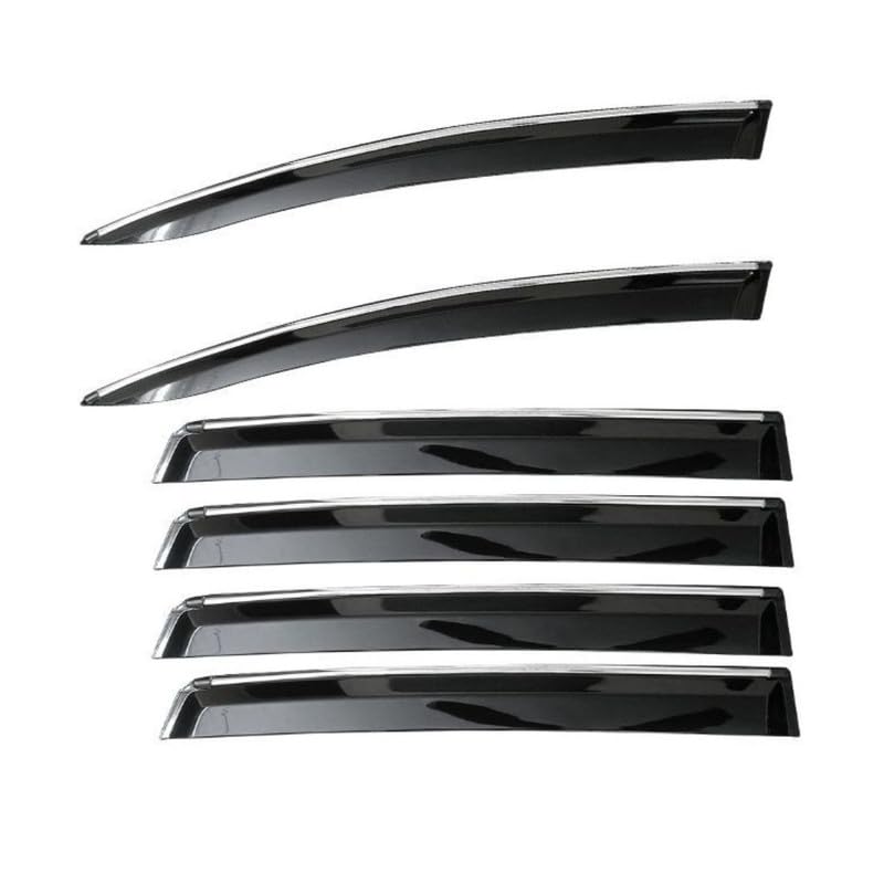 Image of CAR SAAZ Unbreakable Side Window Door Visor for Mobilio (2014-2017) | Chrome Smoke Finish | Rain & Wind Deflector - Set of 6 Pcs