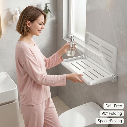 Étagère murale pliable sans perçage et meuble de rangement blanc compact
