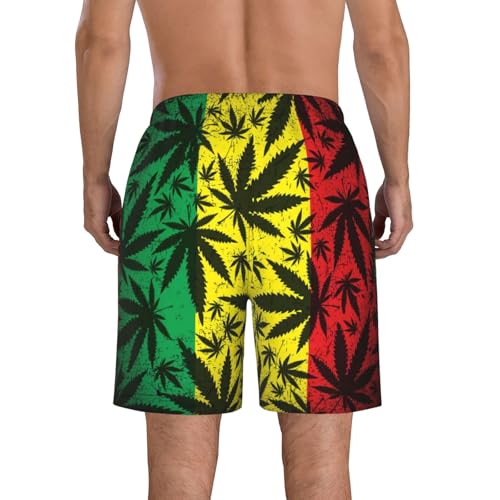 Leaf Rasta Colors Dripping Paint Mens Swim Trunks Quick Dry Swim Shorts with Pockets Summer Beach Shorts3