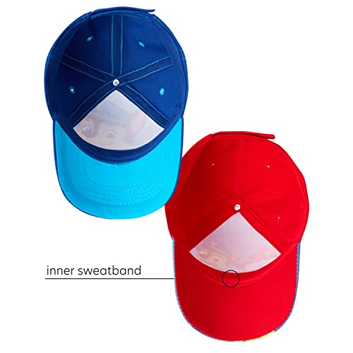 Nickelodeon Boys' Paw Patrol Baseball Cap - 2 Pack Chase, Marshall, Rubble Curved Brim Strap Back Hat (2T-7), Size 4-7 Years, Paw Patrol Blue/Red #TOP4