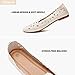 HEAWISH Women's Floral Ballet Flats for Women Black Beige Slip On Flowers PU Leather Round Toe Dress Shoes(Beige,US8)