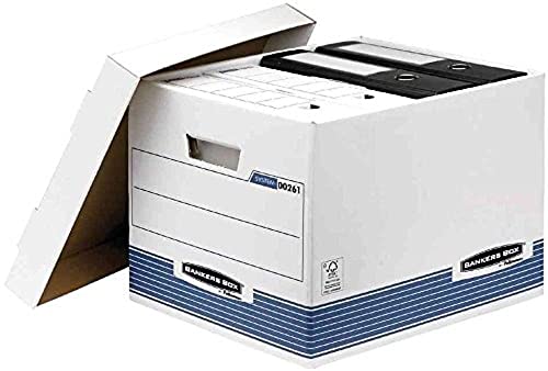 Caisses standard pour archives Bankers Box System Felles 153108 carton blanc et bleu lot de 10