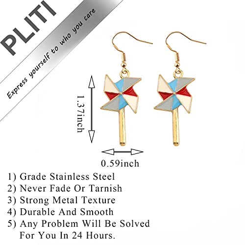 PLITI Windmill Dangle Earrings Pinwheel Ear Hooks Earring Colorful Windmill Charm Jewelry For Mother Daughter BFF Friendship Gift2