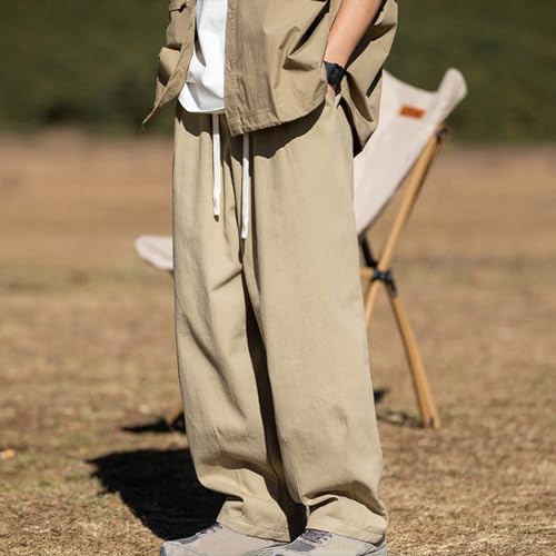 Cargo Pants for Men Casual Wide Leg Drawstring Trousers Teen Boys Vintage Baggy Pants Workwear Outdoor Hiking Pockets2