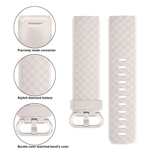 Image of Tobfit Watch Strap Compatible with Fitbit Charge 4 / Fitbit Charge 3 (Watch Not Included), Removable Soft Belts for Charge 3 /4 Wristband, Smartwatch Band for Men & Women (L, Starlight)