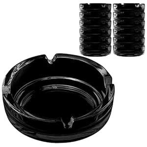 Aschenbecher für draussen Schwarz 11cm | 12 Stück Glasaschenbecher | Aschenbecher aus Glas Höhe 3,5 cm spülmaschinenfest…