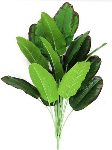 SHAKTISM Artificial Banana Plants Banana Tree Leaves with Stems Faux Artificial Plant 18 Leaves with 55x35x35Cm Ornamental Plant for Home Office Interior Décor (Without Pot) (Green-Brown-Edge) (B0DBYSWLVN) Amazon Price History, Amazon Price Tracker