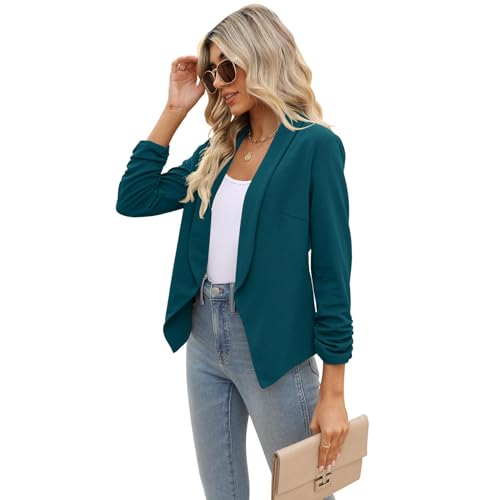 Image of POGTMM Women 3 /4 Sleeve Blazer Open Front Cardigan Jacket Work Office Blazer