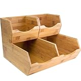 HOMESTEAD Bamboo Pantry Storage Bins - Stackable Baskets, Potato and Onion Storage for Pantry Organization, Set 3 Pieces
