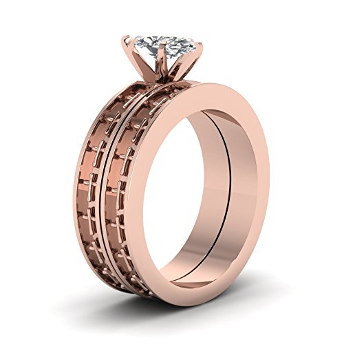 Ensemble d'anneaux de Mariage romantique à offrir en or rose