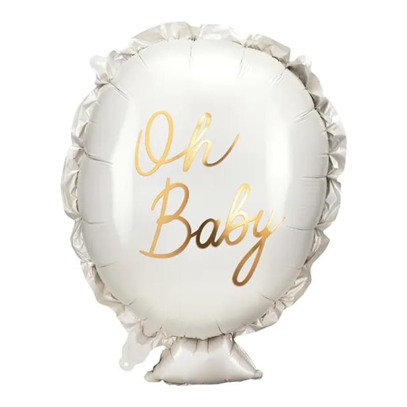 White Foil Balloon with Gold 'Ohh-Baby' Inscription, Large