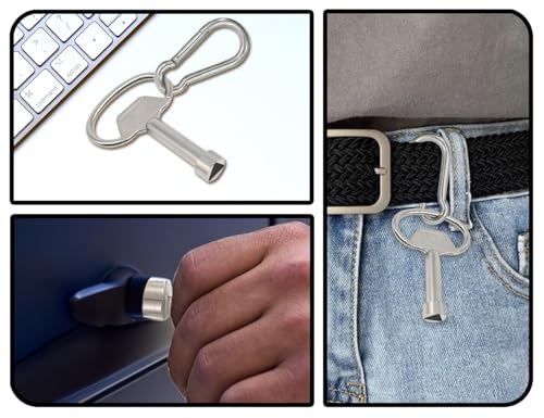 KAPSING 2+2 Stück Dreikantschlüssel, 2 Meatll Dreikantschlüssel Mülltonne mit 2 Schlüsselanhänger, dreikantschlüssel für absperrpfosten, 3 kant schlüssel, Dreikant Wasserhahn Schlüssel