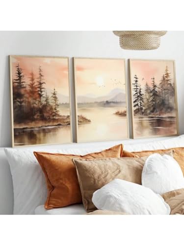 Tableau aquarelle paysage de montagne pour sublimer votre salon chaleureux