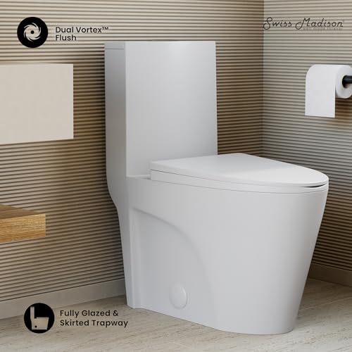 Image of St. Tropez One-Piece 10 inch Rough-in 1.1 /1.6 GPF Dual Top Vortex Flush Elongated Toilet in Matte White