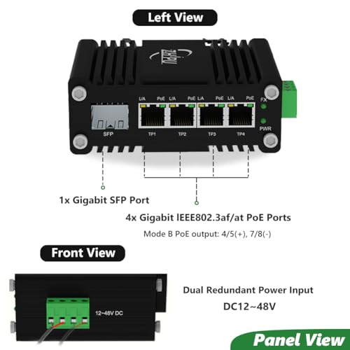 Switch PoE Gigabit de 4 Puertos 802.3af/at 120W con 1 Puerto SFP miniatura 2