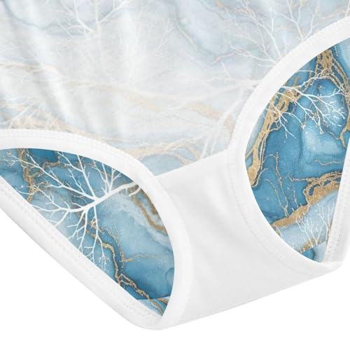 Toddler Panties, Blue White Marble Girls' Cotton Brief Underwear, 2–8 Years4