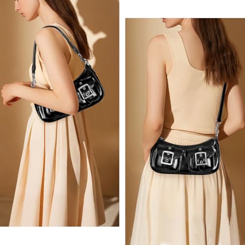 Shoulder Bags for Women Faux Leather Shoulder Purse with Pockets Trendy Crossbody Bag Going Out Purse Everyday Bag3