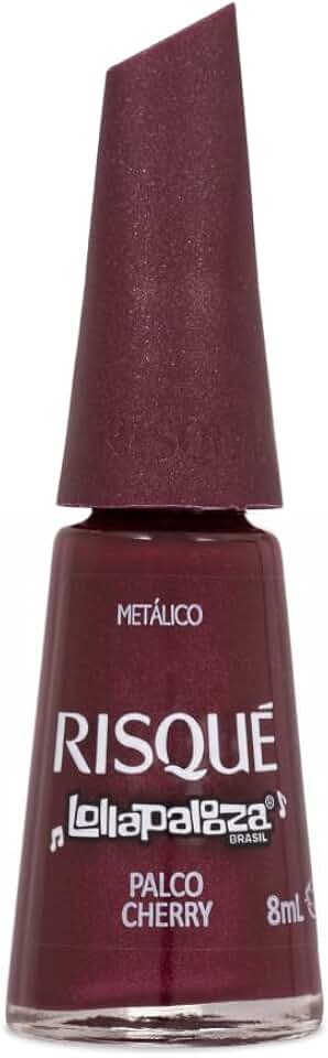 Esmalte Vinho Metálico Risqué & Lollapalooza Brasil Palco Cherry 8ml