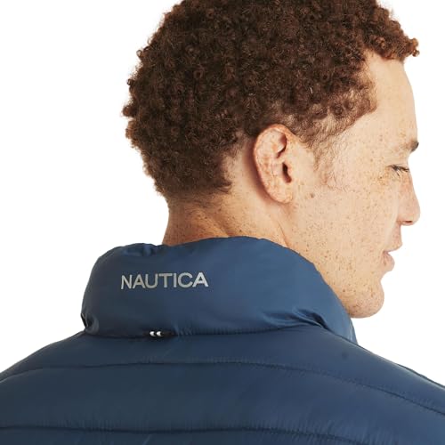 Image of Nautica Men's Reversible Quilted Puffer Jacket -Midweight Mechanical Stretch Winter Coat
