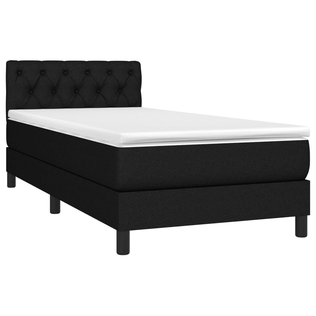 Sommier à lattes avec matelas LED Noir 80x200cm Tissu Lit complet ensemble réglable tête de lit bande lumineuse RGB matelas ressorts ensachés surmatelas mousse 5cm chambre adulte guest house
