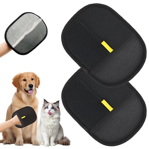 2 Stück Fell Magnet Handschuh, Fellmagnet Handschuhe Doppelseitig für Hunde & Katzen, Wiederverwendbare Tierhaarentferner Handschuh, Anti-Statik Atmungsaktive Haustierhaarentferner, Katzenspielzeug