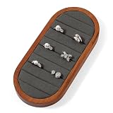 Oirlv Soporte Para Anillos De Madera, Expositor Bandeja Organizador De Anillos Y Pendientes (Gris Oscuro)