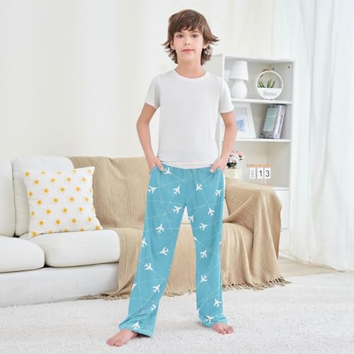 Boys' Pants Blue Airplane Line Long Bottoms Jogger Pants Elastic Waist Trousers with Pockets S-XL3