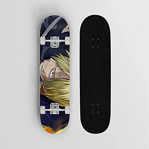 Anime skateboard voor EEN Stuk Vinsmoke Sanji Curly Wenkbrauwen, Mini Cruiser, 7-layer Maple Deck Skateboard, Lading 100…