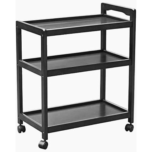 3-Tier Rolling Bar Cart Black