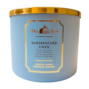 Bath & Body Works, White Barn 3-Wick Candle w/Essential Oils – 14.5 oz – New Core Scents! (Sundrenched Linen)