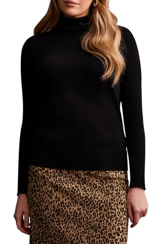 Tribal Women's Long Raglan Sleeve Turtleneck Pop Over Design Sweater