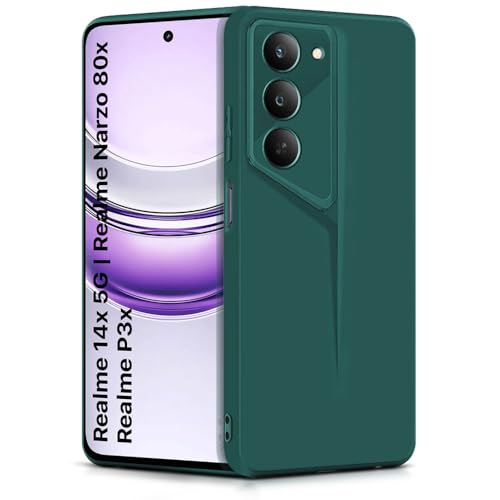 Image of WOW IMAGINE Back Cover for Realme 14x 5G | Realme Narzo 80x | Realme P3x | Blade Series Ultra Thin Case with Lightweight Design | Camera Protection | Soft Matte Silicone Flexible Mobile Case - Green